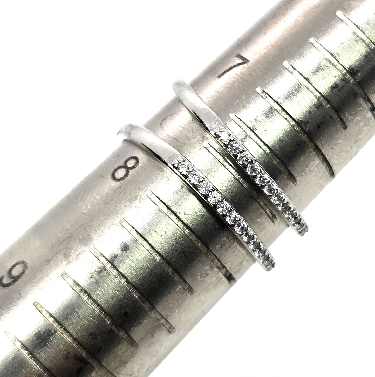 Double band Cubic Zirconia sterling silver enhancer band size 7.5