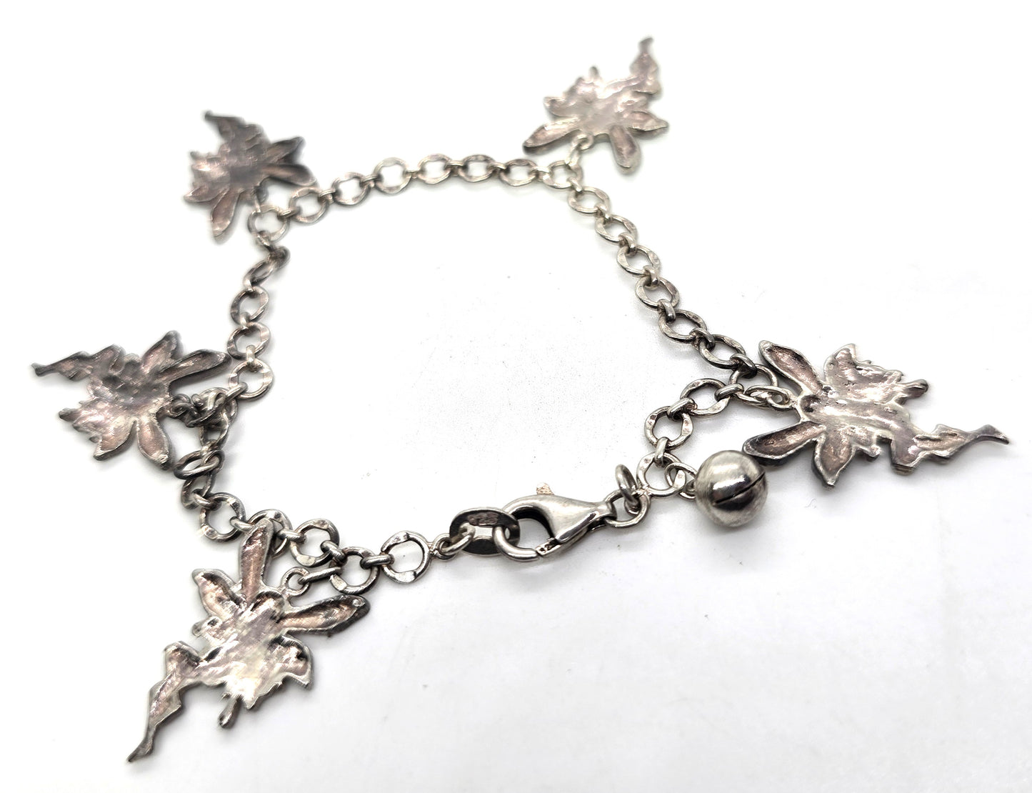 Art Nouveau Fairy Nymph style retro sterling silver vintage bell bracelet
