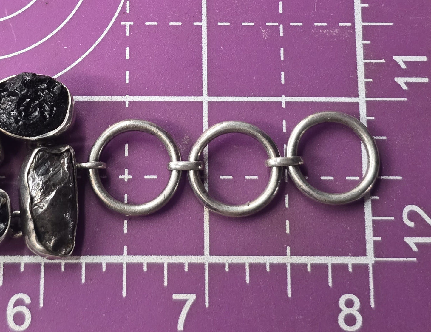 Sikhote Alin meteorites Tektite Raw Meteorite glass sterling silver bezel set large bracelet