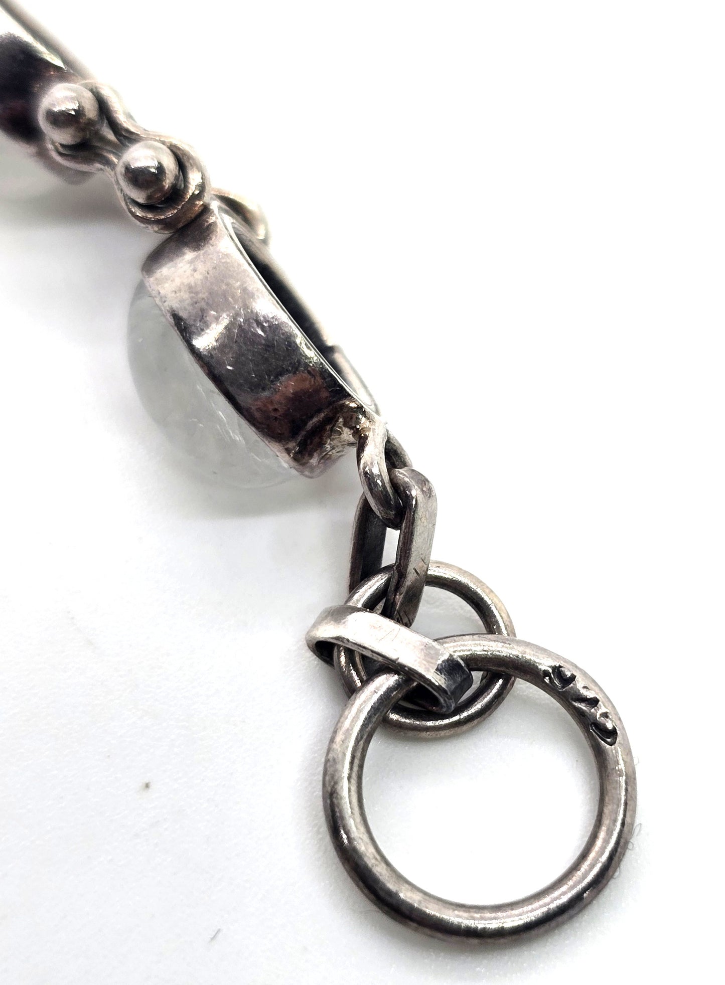 Rainbow Moonstone flashy gemstone articulated sterling silver toggle bracelet