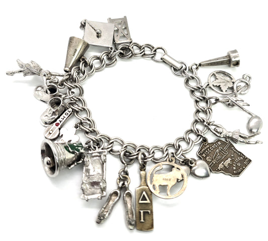 Charm bracelet sterling silver full decorated vintage 18 sterling charms bracelet