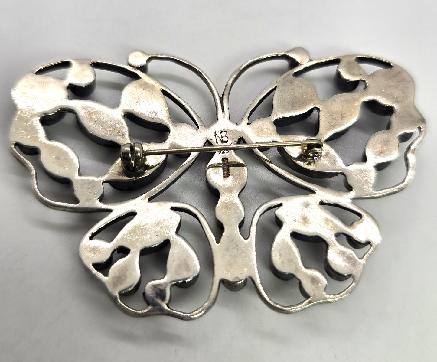 Nicky Butler NB multi gemstone moonstone sterling silver butterfly brooch