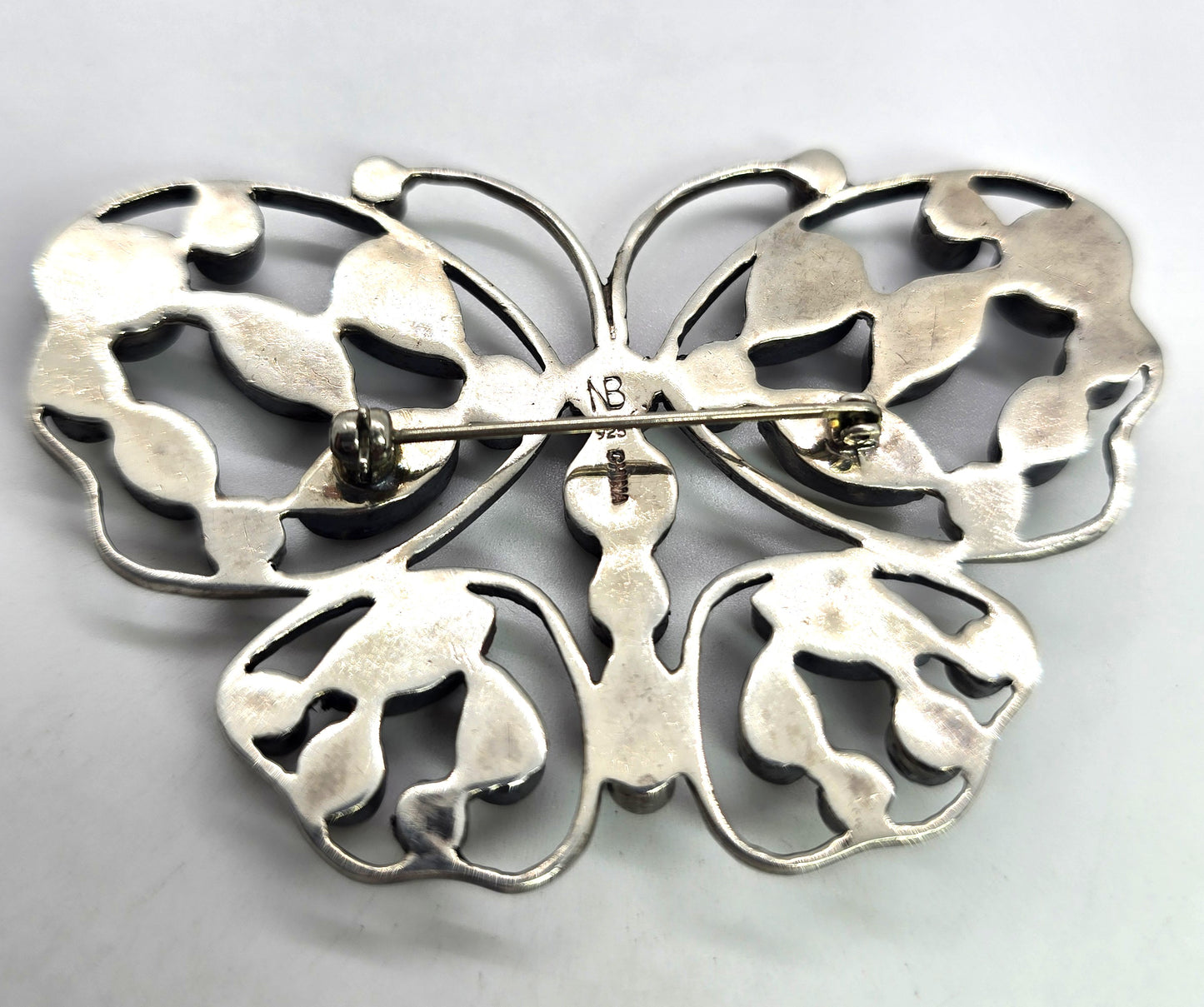 Nicky Butler NB multi gemstone moonstone sterling silver butterfly brooch