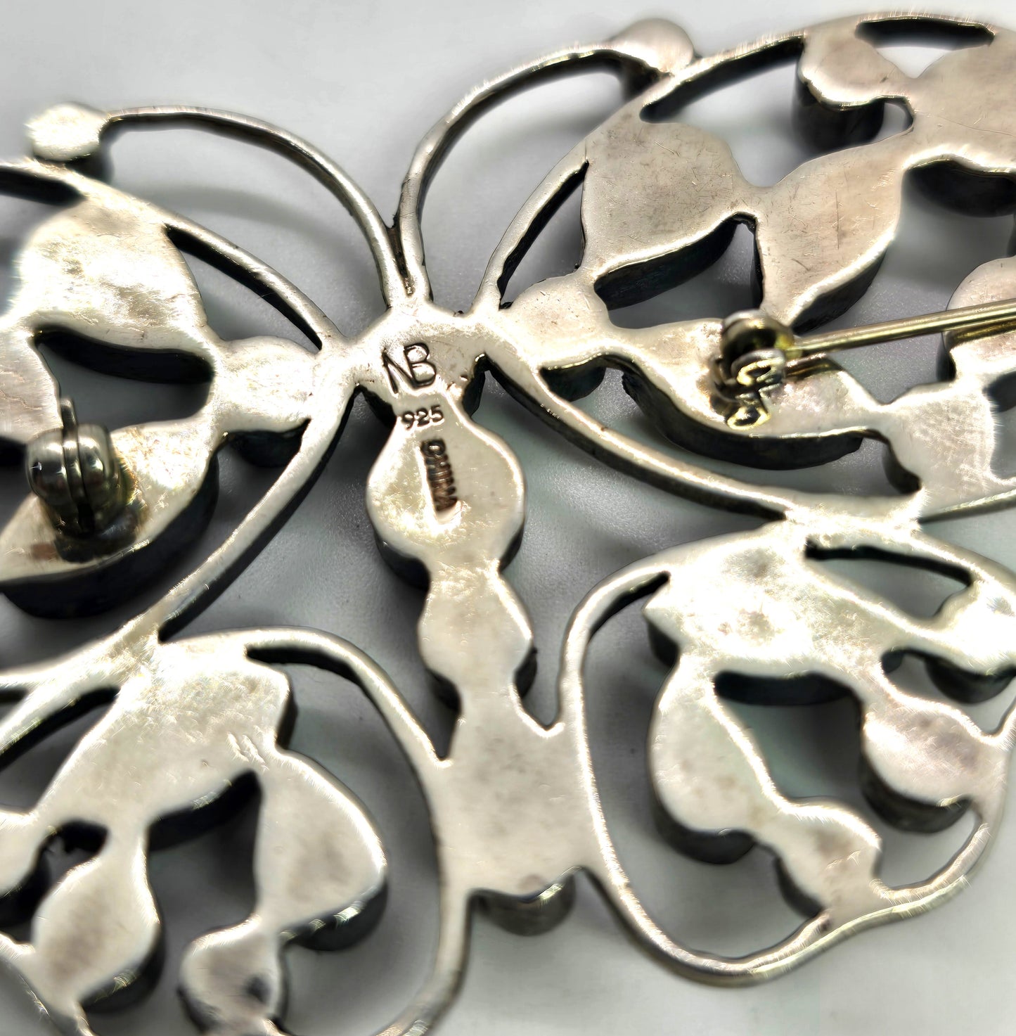 Nicky Butler NB multi gemstone moonstone sterling silver butterfly brooch