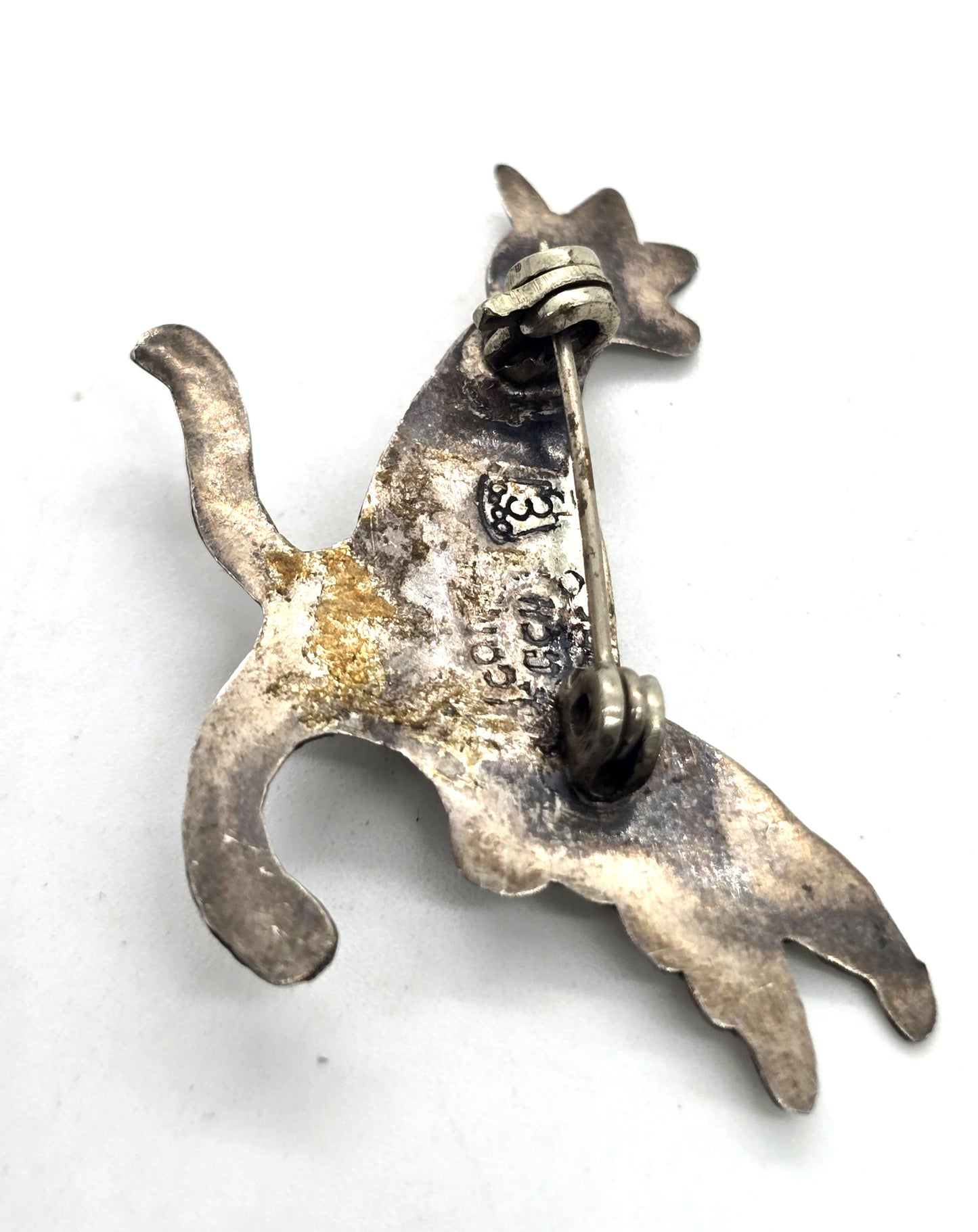 Roadrunner bird abalone GCH eagle mark 3 Mexico sterling silver vintage shell brooch