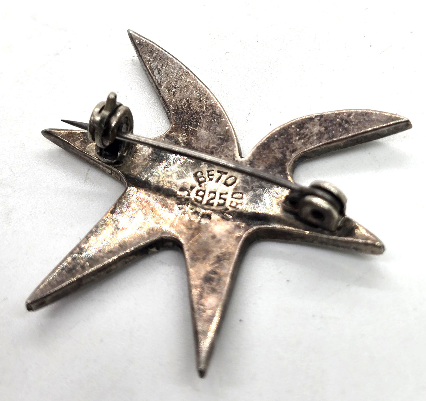 Swirl sea star abalone Beto Taxco Mexico sterling silver vintage shell brooch