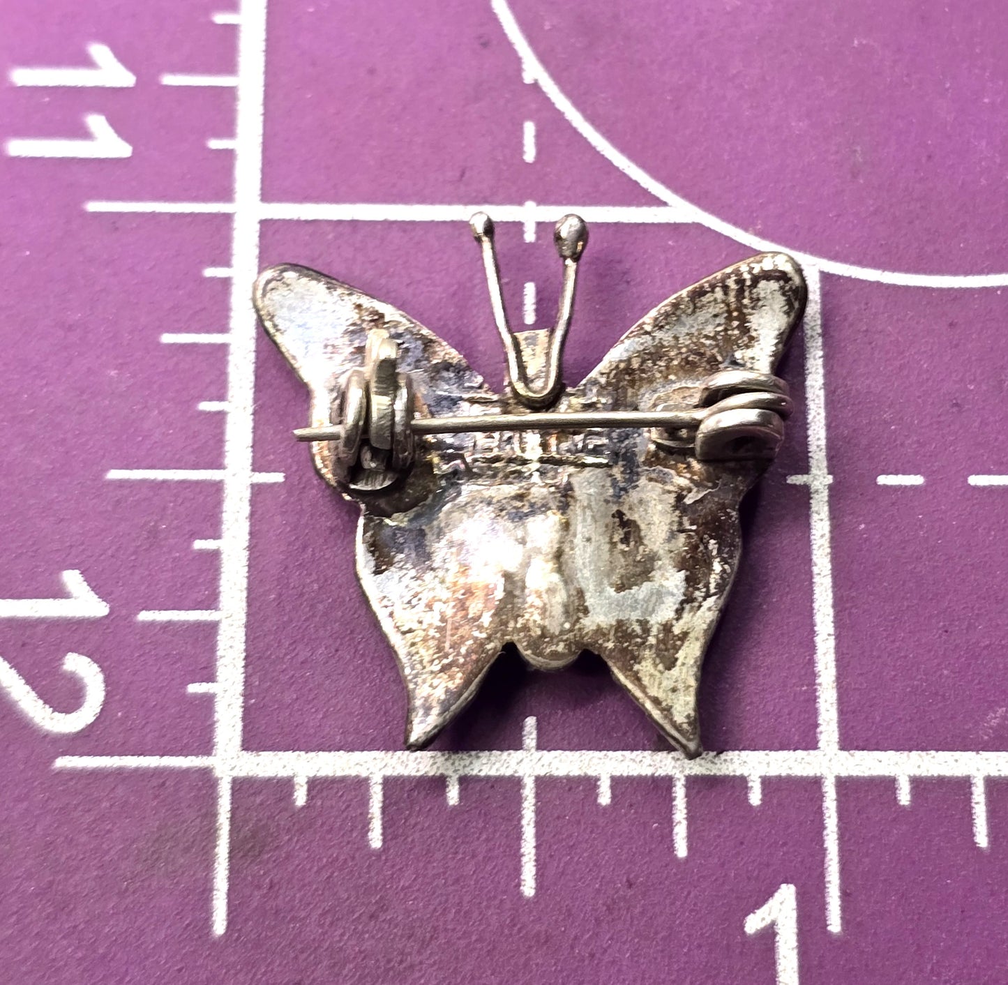Butterfly abalone paua shell Taxco Mexico sterling silver vintage shell brooch