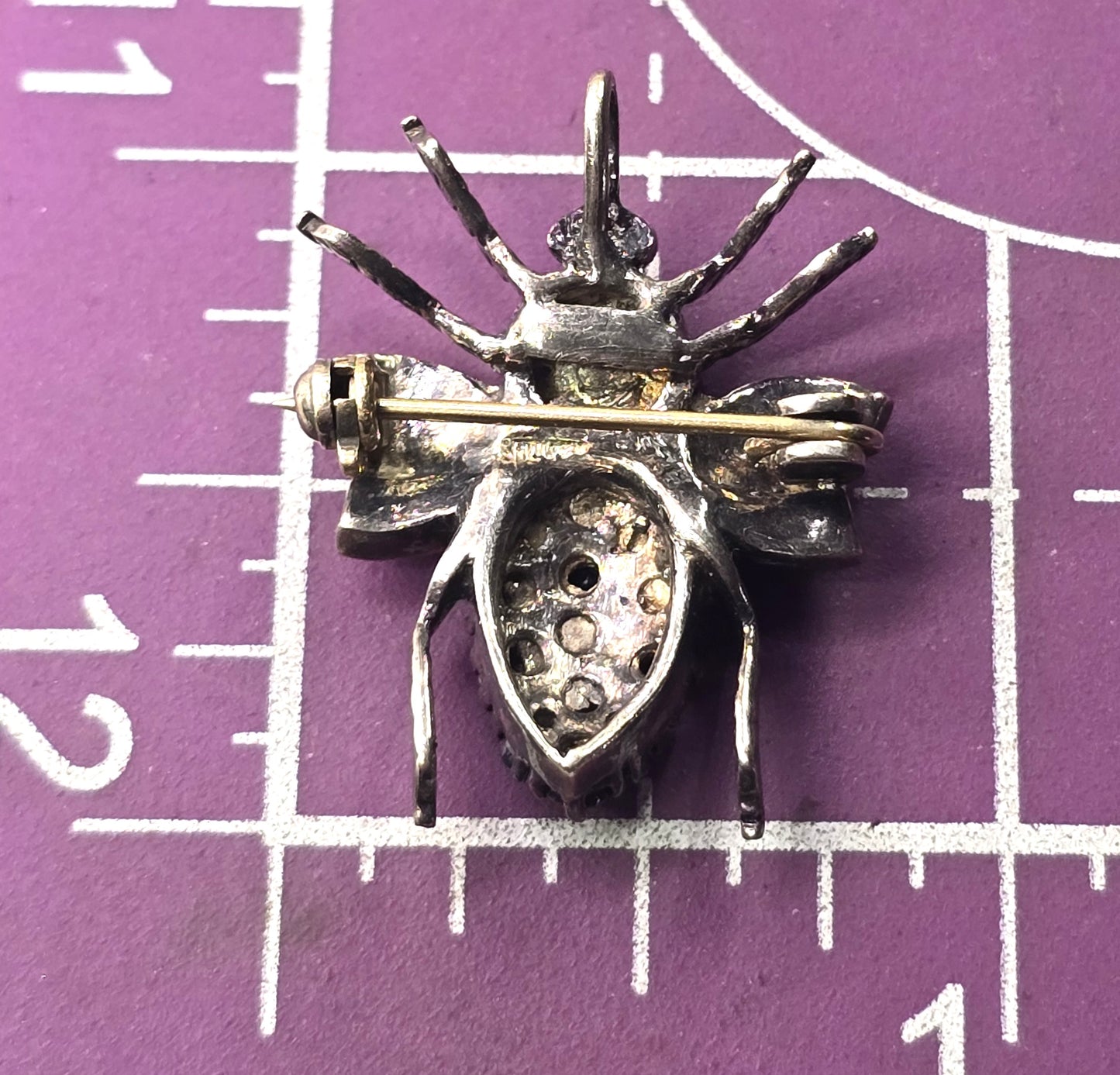 Blue Sapphire Bee sterling silver signed PAT bee pendant brooch