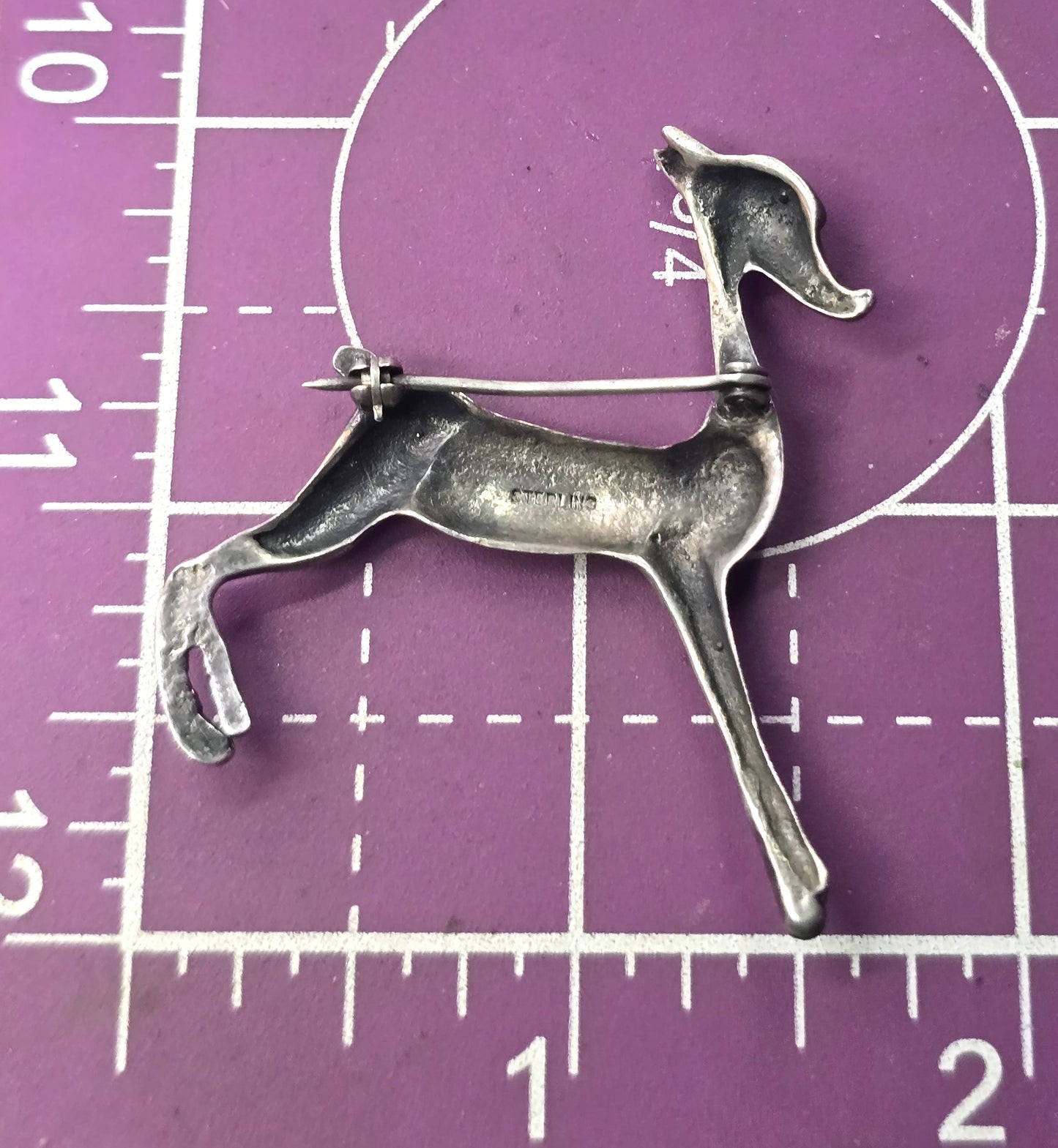Baby fawn deer a sterling silver vintage figural brooch