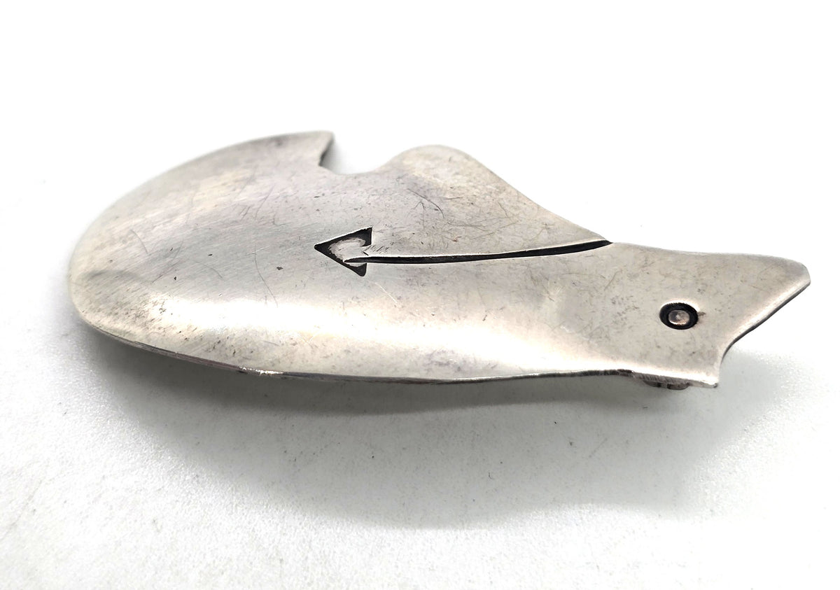 Mariano Navajo Spirit Bear Sterling Silver Brooch Stamped Signed H
