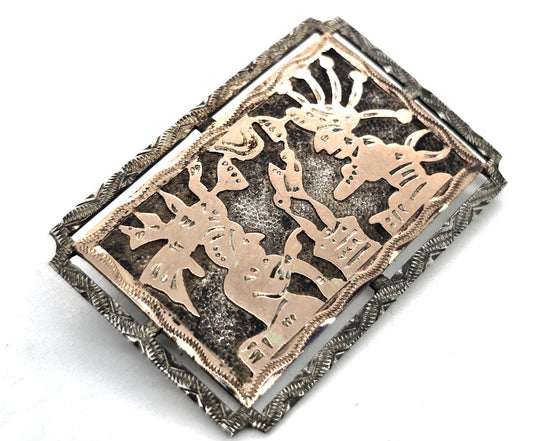 Guatemala Ancient warrior vintage coin silver 900  vintage brooch