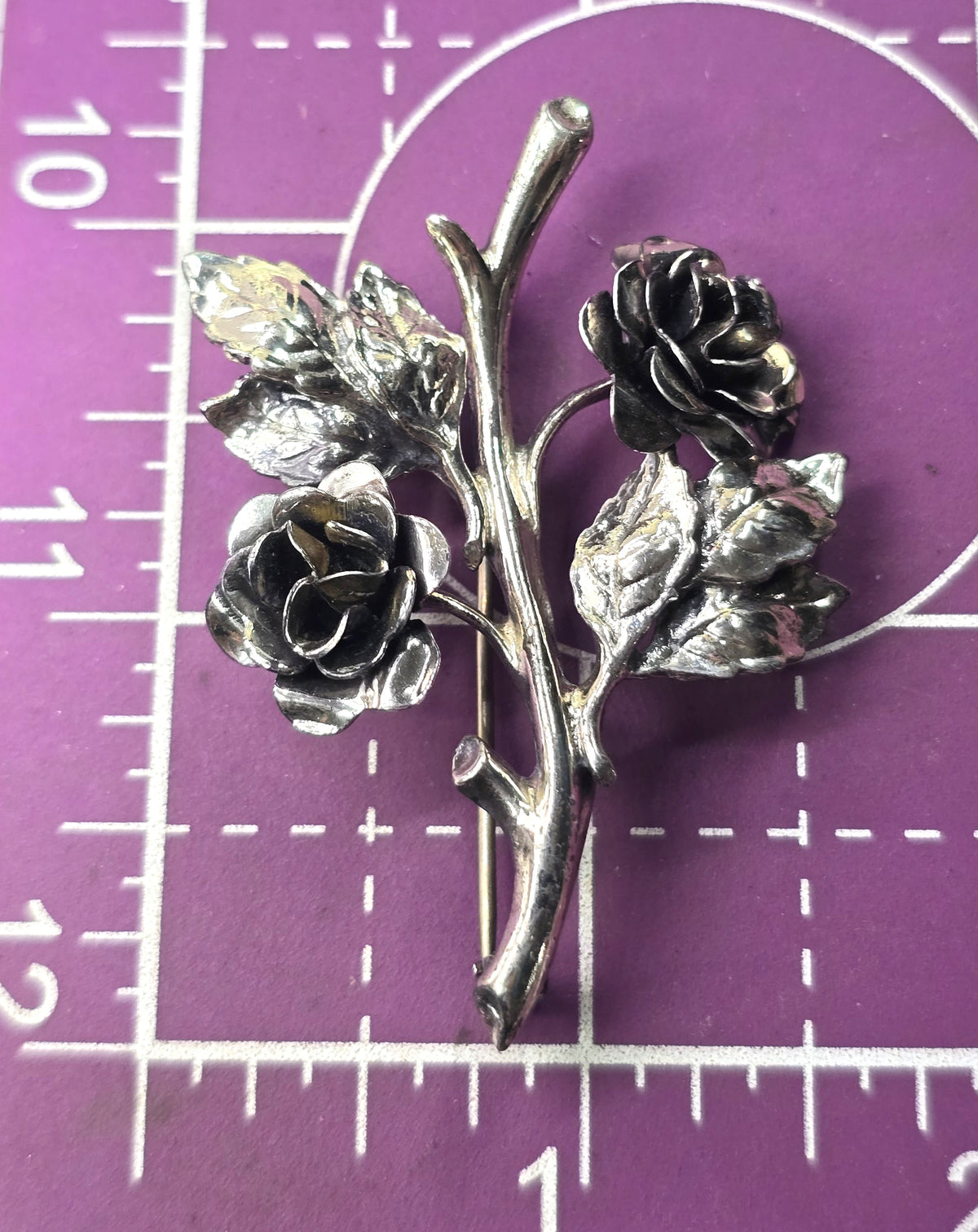 Danecraft Sterling silver Double rose modernist vintage pin brooch