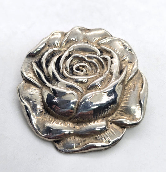 Sterling silver rose flowers mid century Repousse florist vintage pin brooch