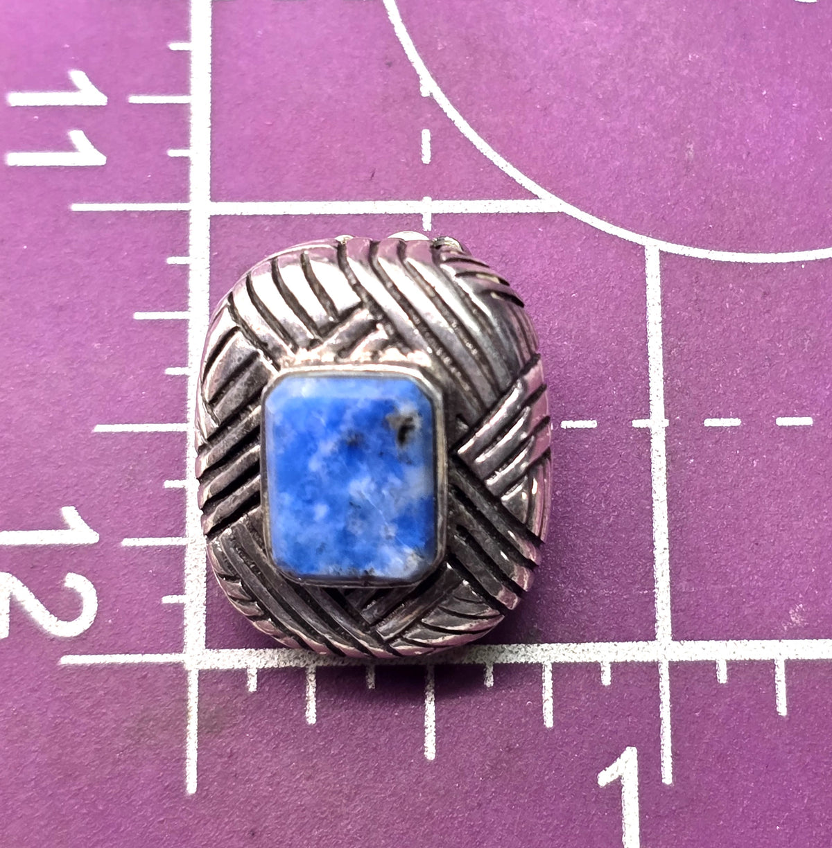 Large Sodalite sterling silver vintage clip on earrings