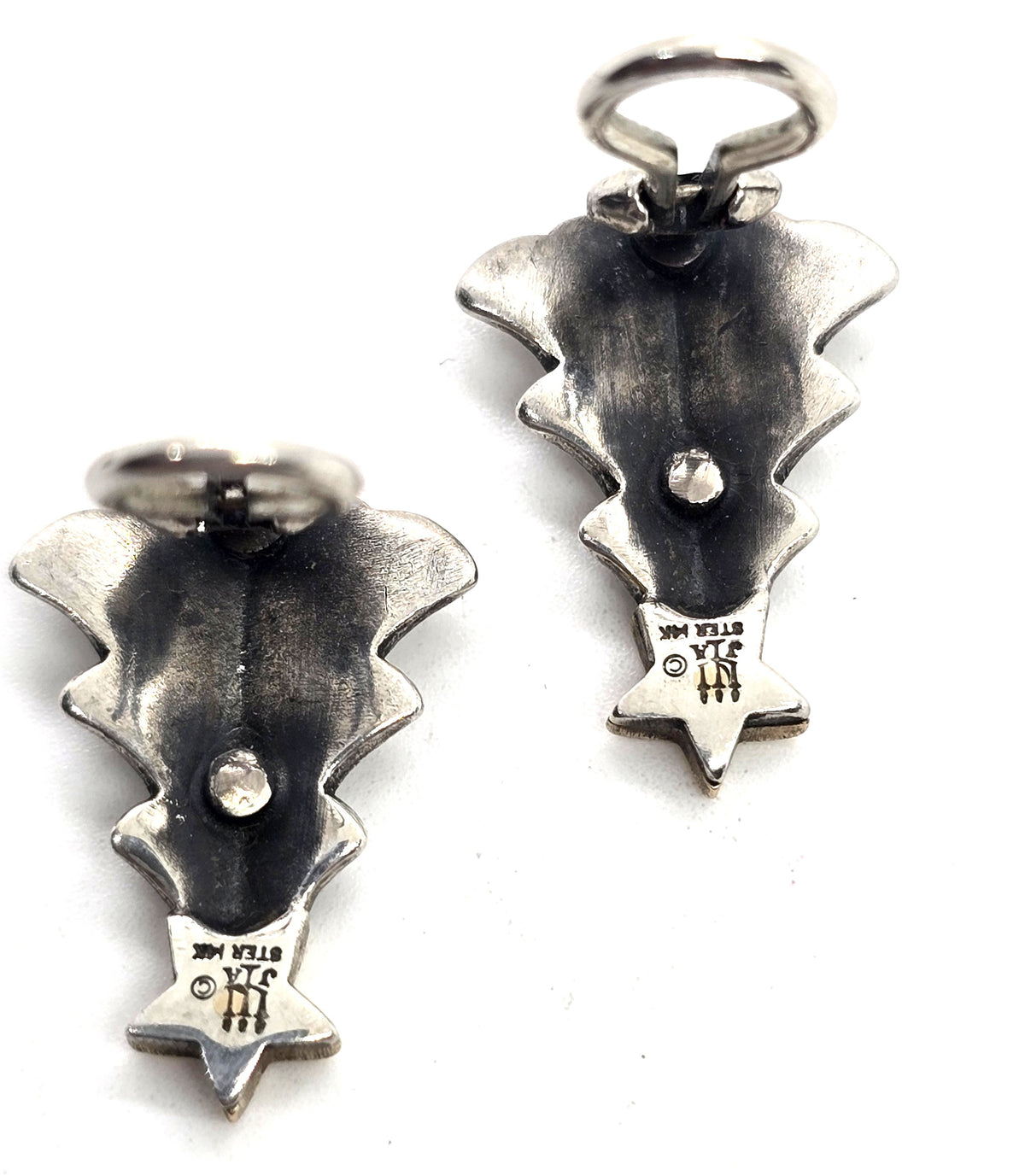 James Avery Christmas evergreen tree 14k star signed sterling silver clip earrings