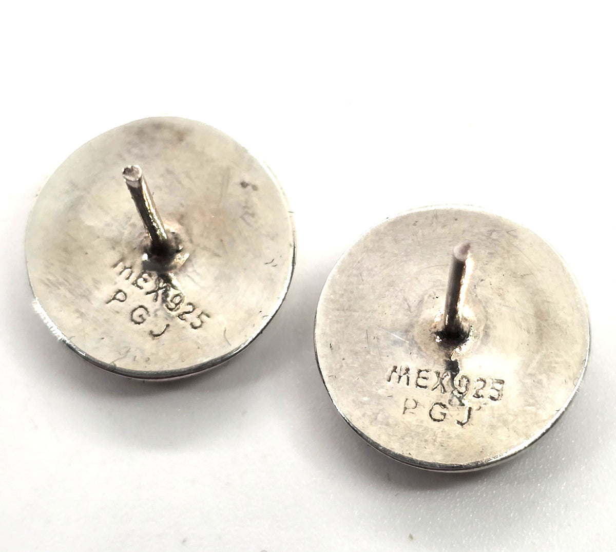 PGJ Mexico Red Jasper sterling silver round vintage post stud earrings