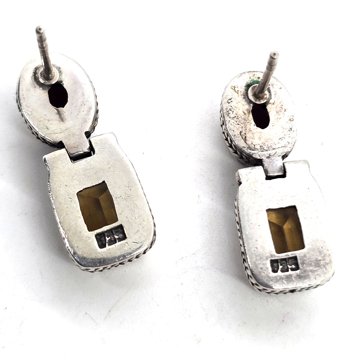 Garnet and citrine sterling silver vintage post gemstone earrings