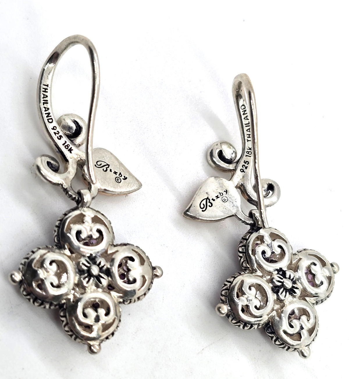 Barbara Bixby Signature Flower Shepherd's Hook sterling silver 18k Earrings