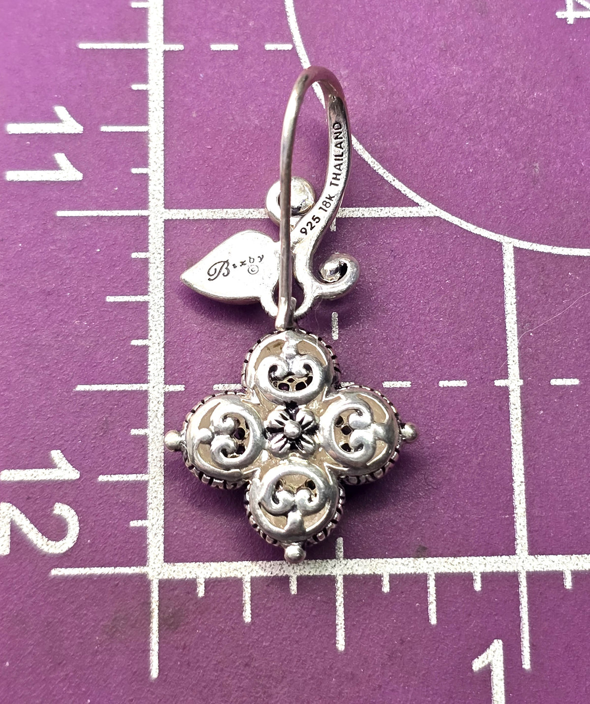 Barbara Bixby Signature Flower Shepherd's Hook sterling silver 18k Earrings