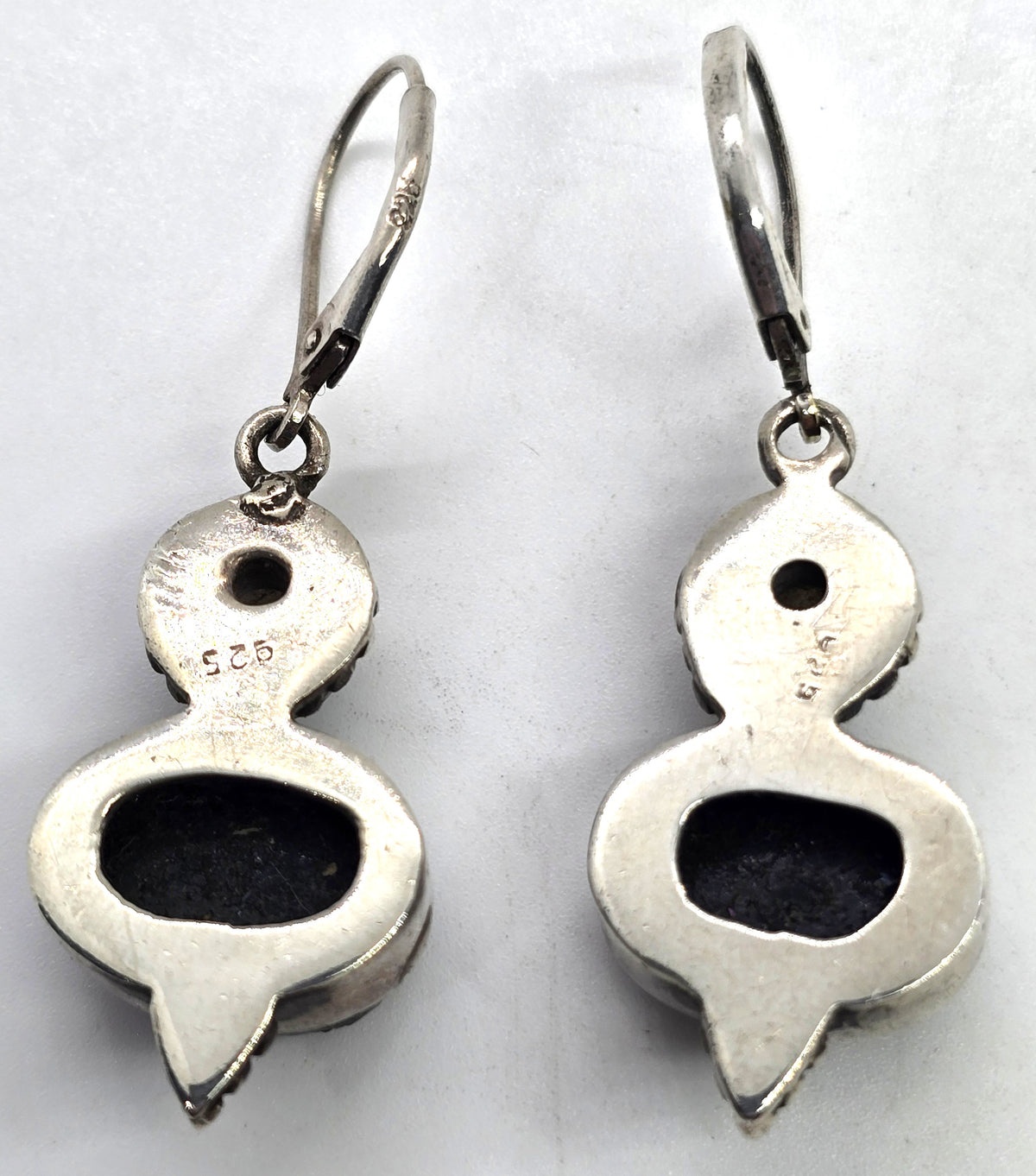 Black titanium druzy quartz labradorite gemstone sterling silver earrings
