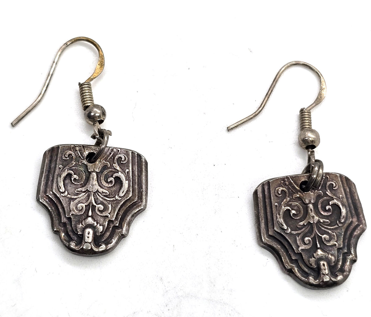 Antique sterling silver handcrafted spoon earrings spoon jewelry