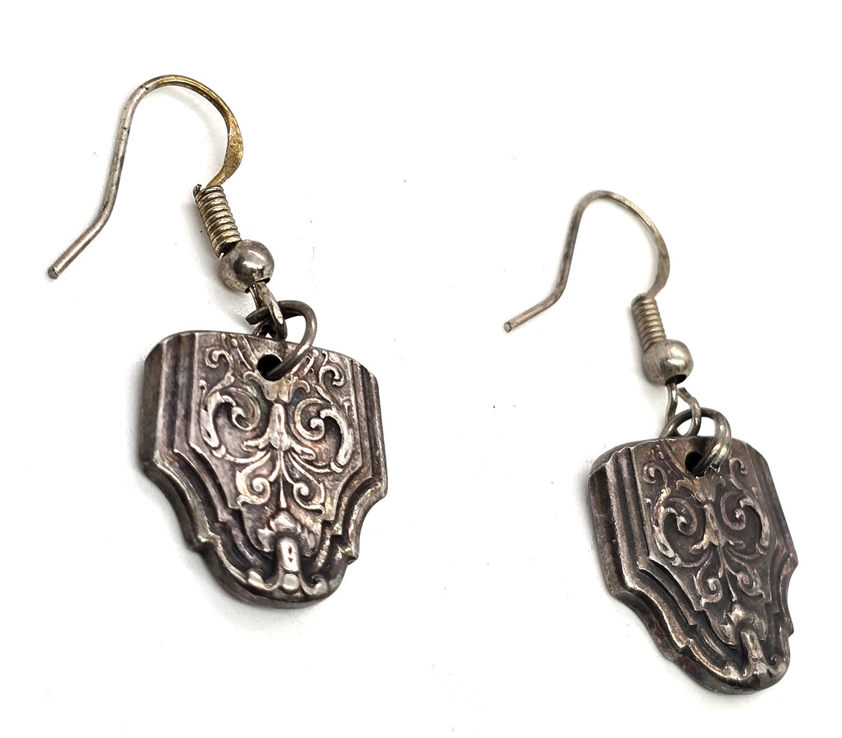 Antique sterling silver handcrafted spoon earrings spoon jewelry