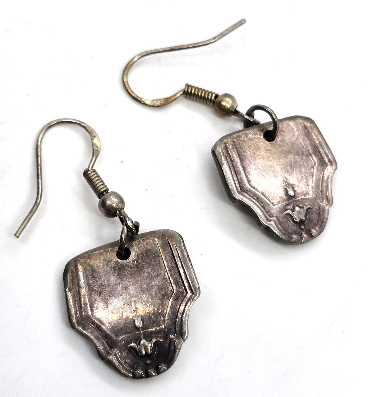 Antique sterling silver handcrafted spoon earrings spoon jewelry