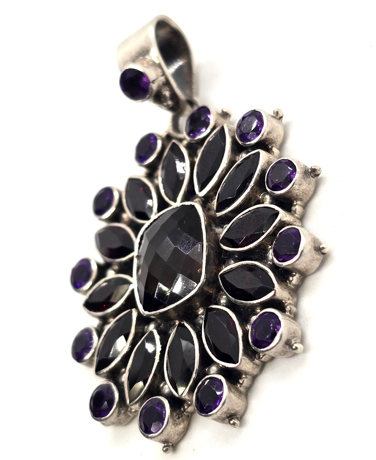 DP Doug Paulus India Smoky quartz Amethyst Garnet sterling silver Pendant