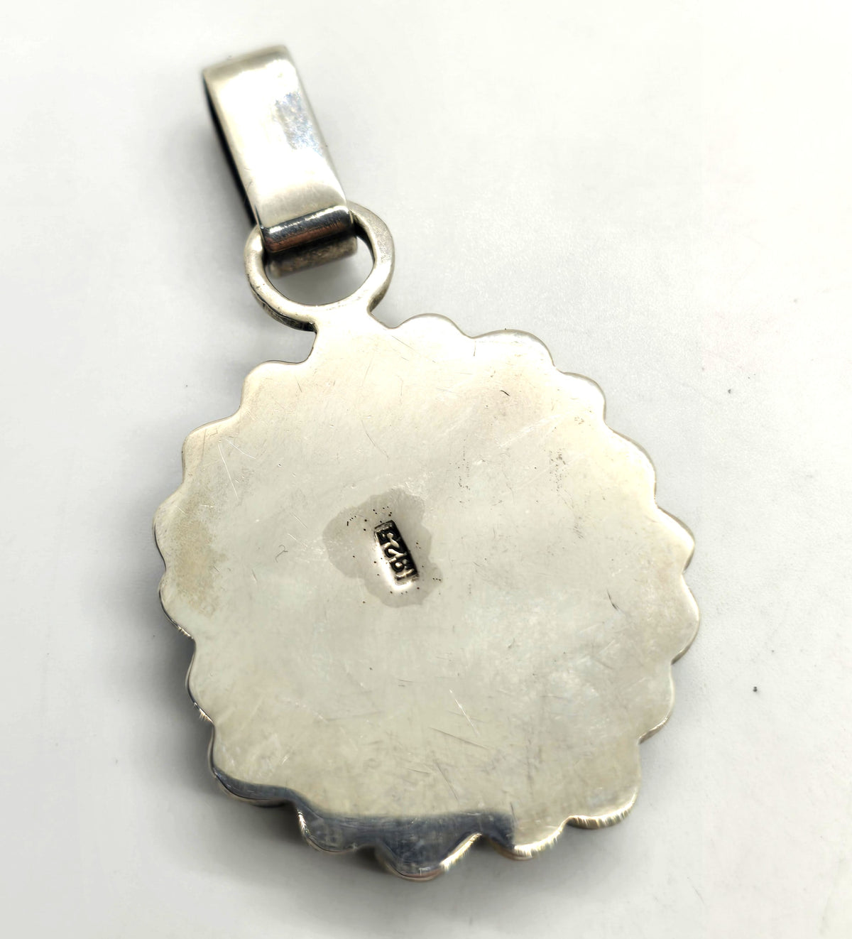 Turquoise Mother of Pearl MOP sterling silver Southwestern artisan pendant *Chip*
