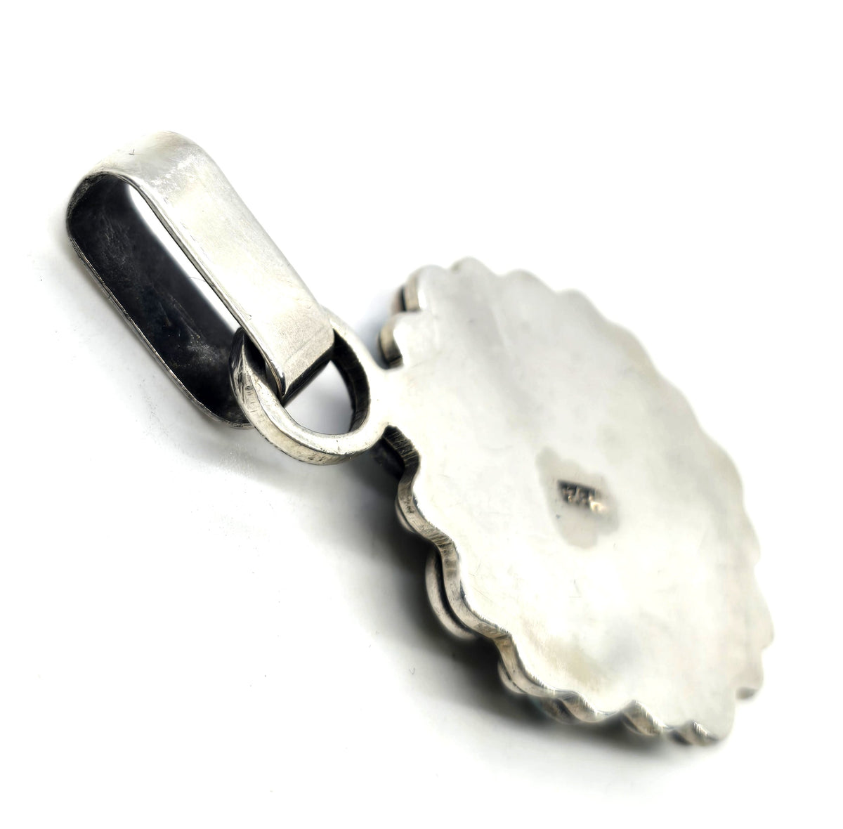 Turquoise Mother of Pearl MOP sterling silver Southwestern artisan pendant *Chip*