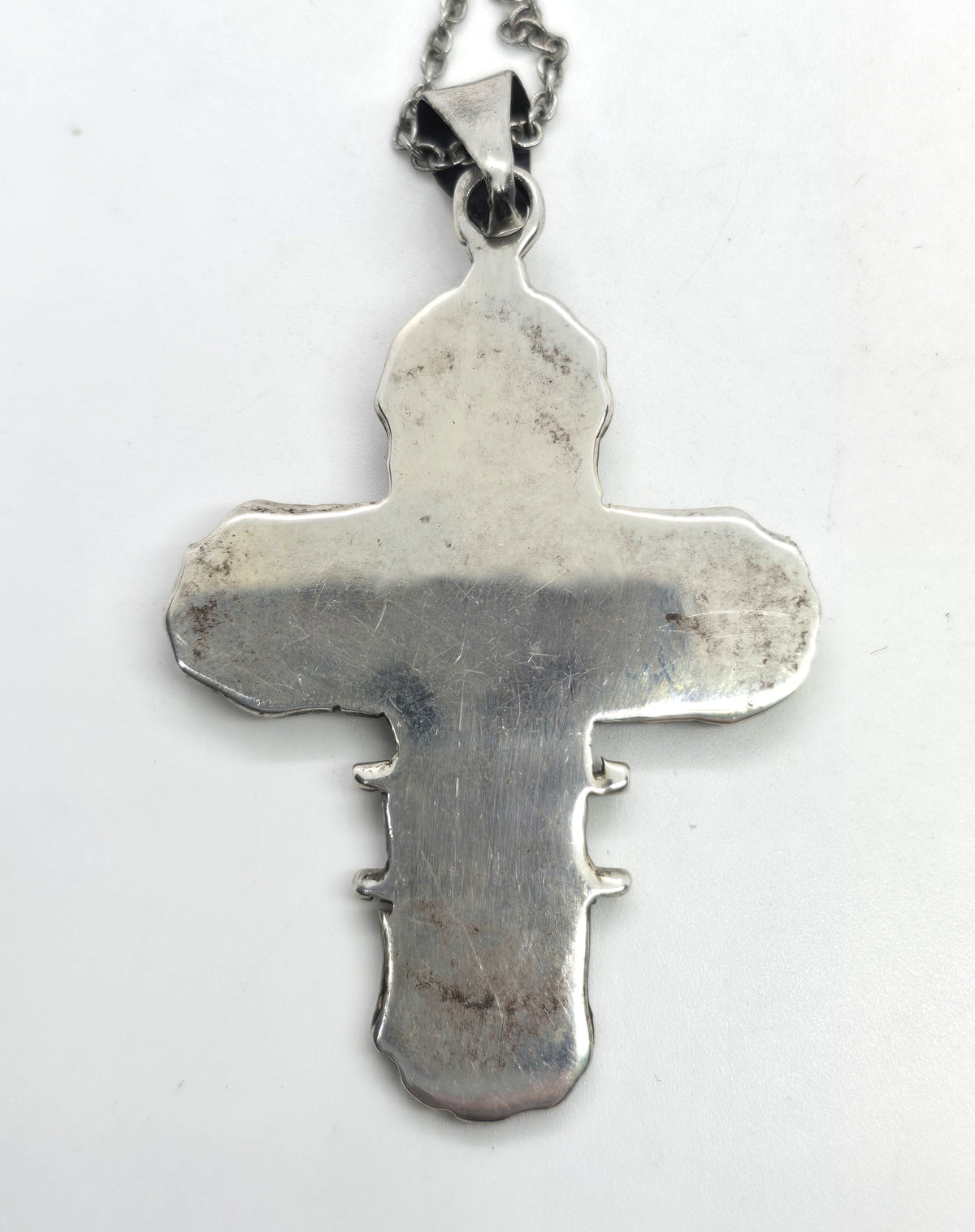 Copic cross vintage Mexican sterling silver men's pendant necklace