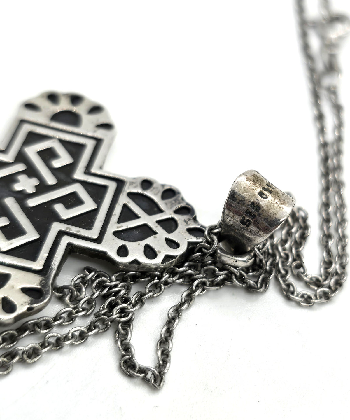 Copic cross vintage Mexican sterling silver men's pendant necklace