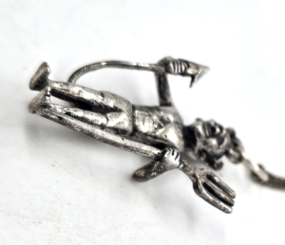 Standing Devil vintage  Sterling Silver Halloween Pendant necklace