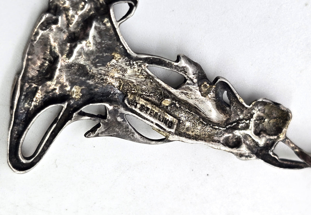 Art Nouveau Fairy Nymph woman vintage sterling silver pendant necklace