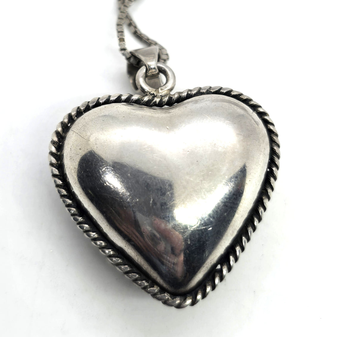 Mexico Retro Heart 1990's XL vintage sterling silver pendant necklace