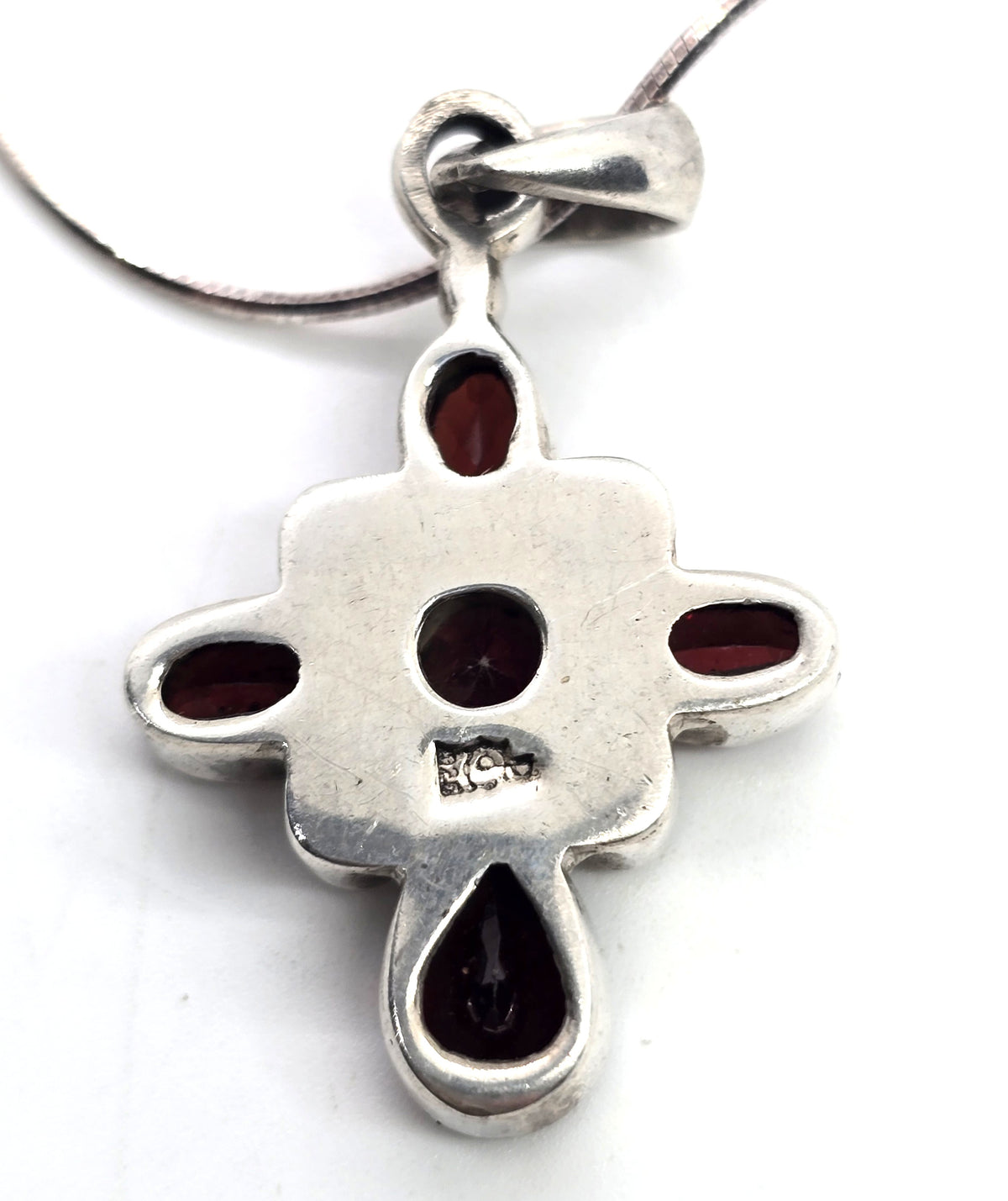 Doug Paulus DP Multi gemstone garnet pearl cross sterling silver pendant necklace