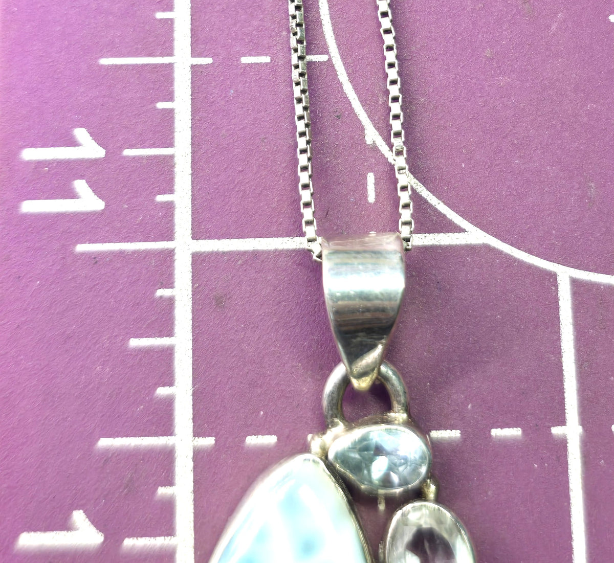Larimar Dominican topaz aquamarine sterling silver seahorse necklace