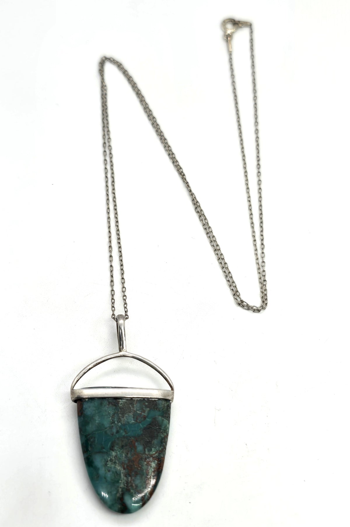 Chrysocolla tongue vintage sterling silver pendant necklace
