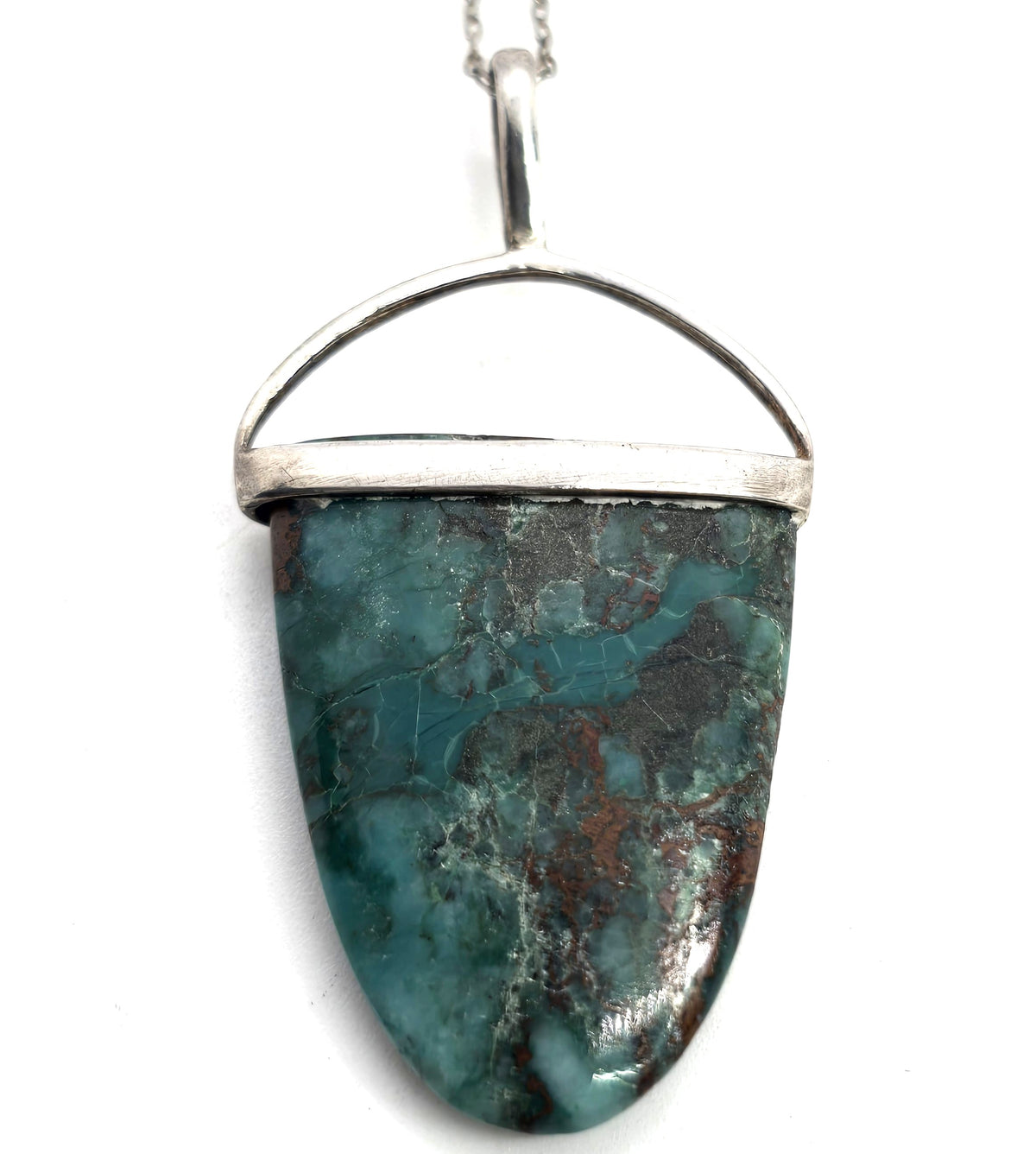 Chrysocolla tongue vintage sterling silver pendant necklace