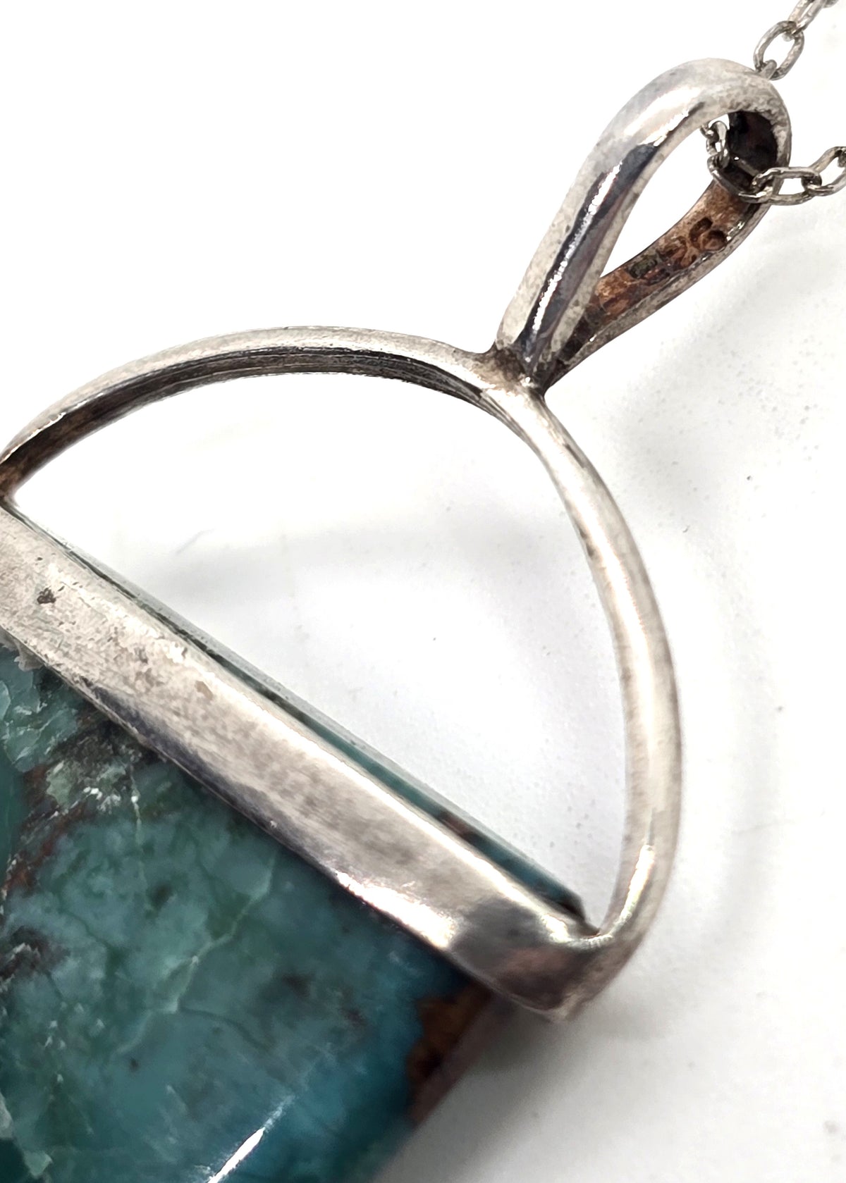 Chrysocolla tongue vintage sterling silver pendant necklace