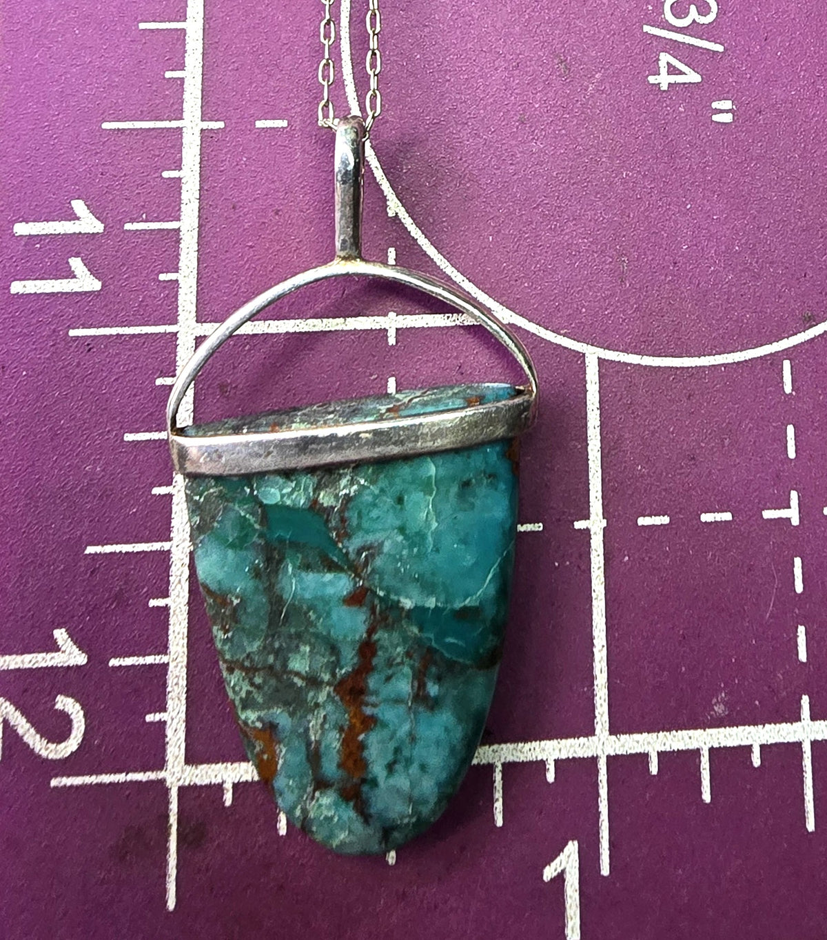 Chrysocolla tongue vintage sterling silver pendant necklace