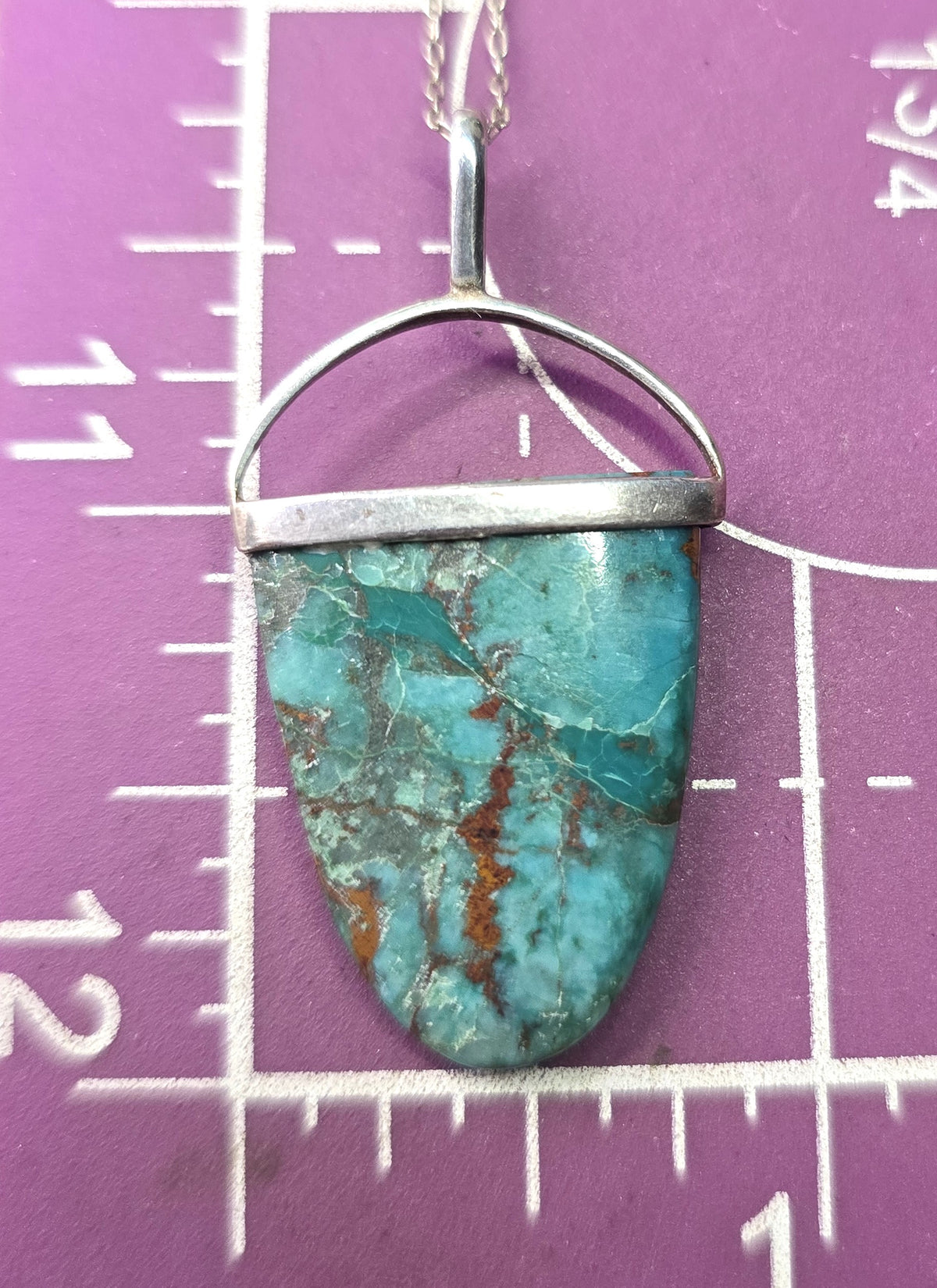 Chrysocolla tongue vintage sterling silver pendant necklace