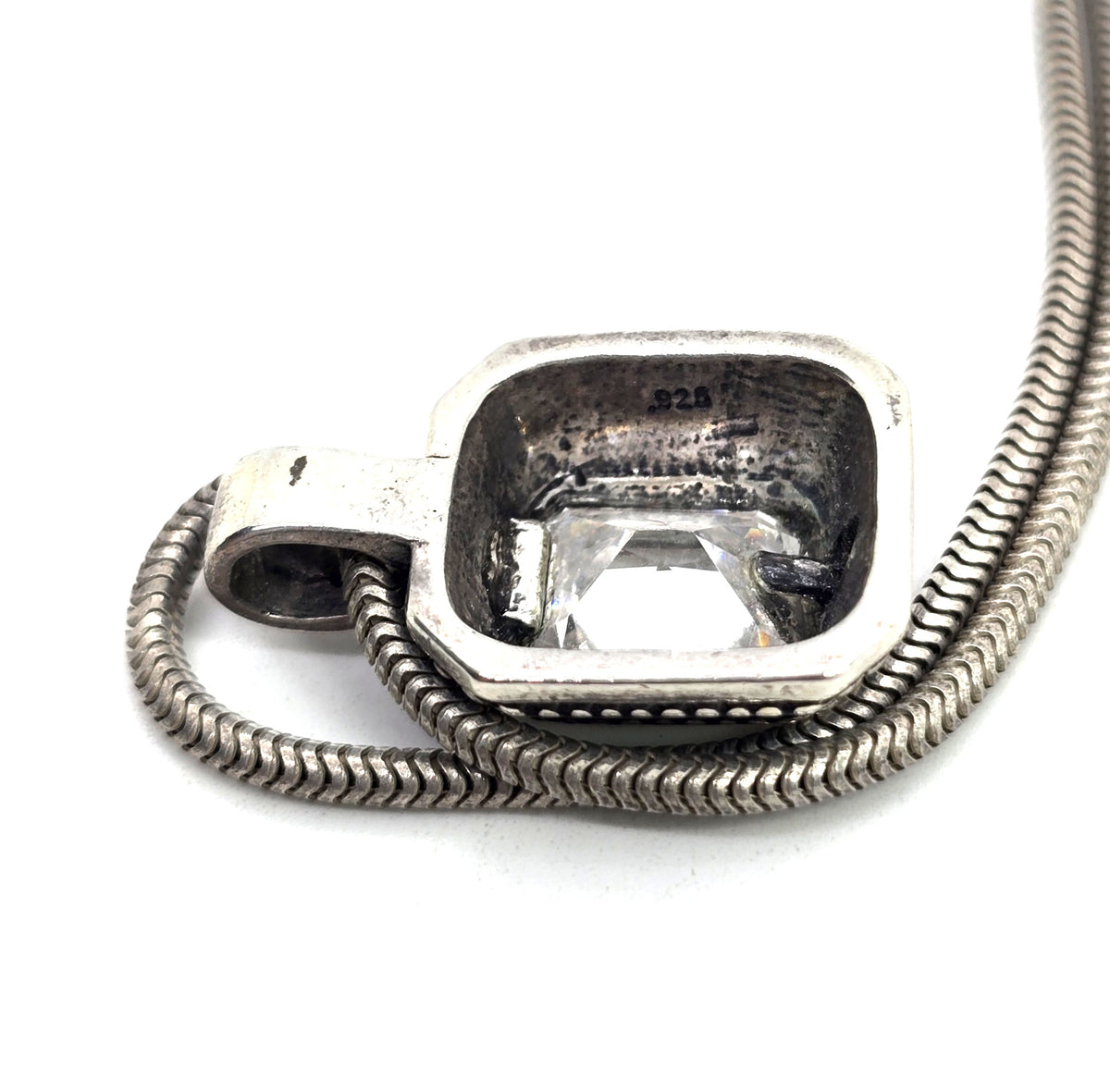 Mia T Emerald cut CZ cubic Zirconia sterling silver pendant necklace