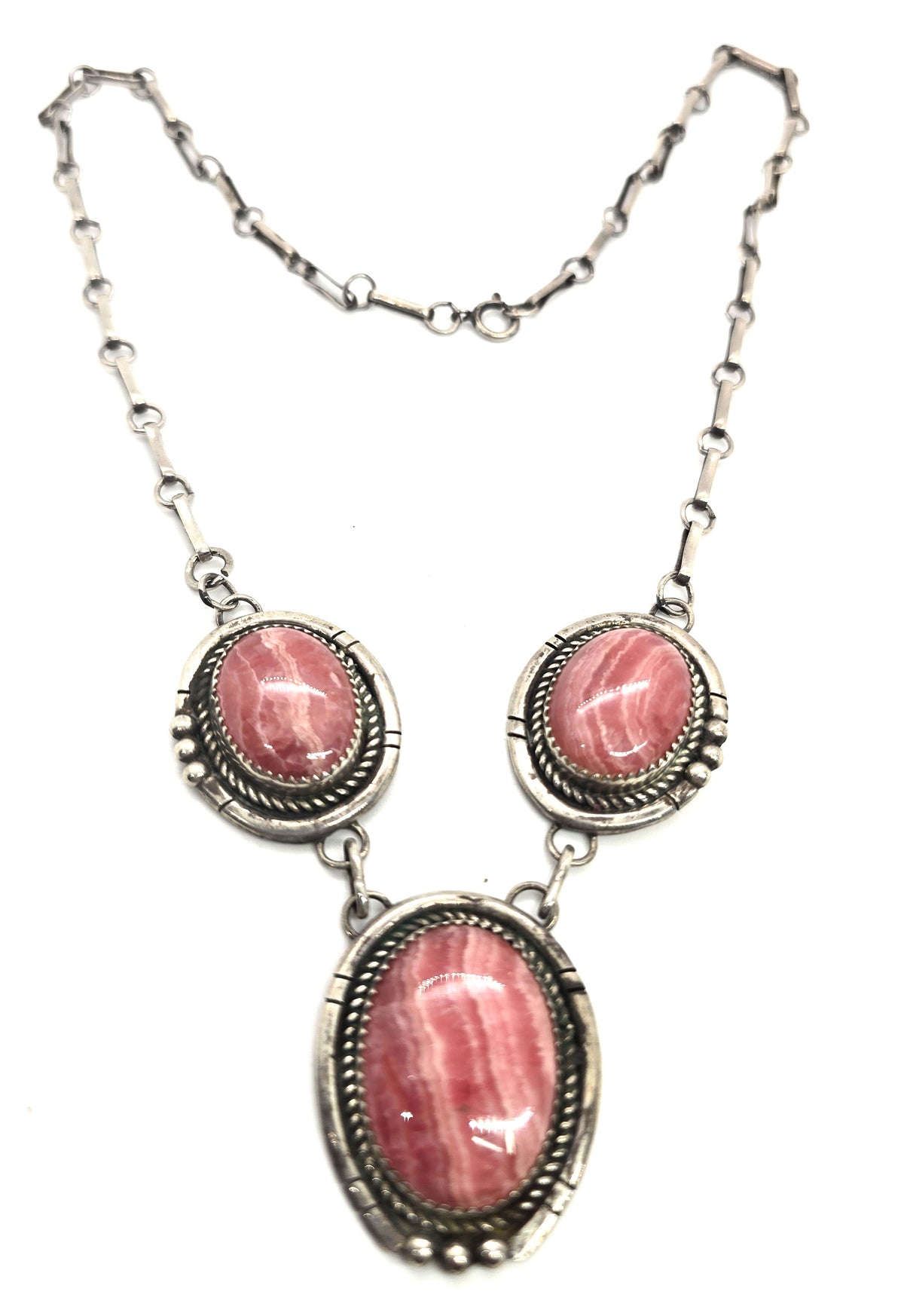 Roy Buck Navajo Rhodochrosite Native American large vintage necklace