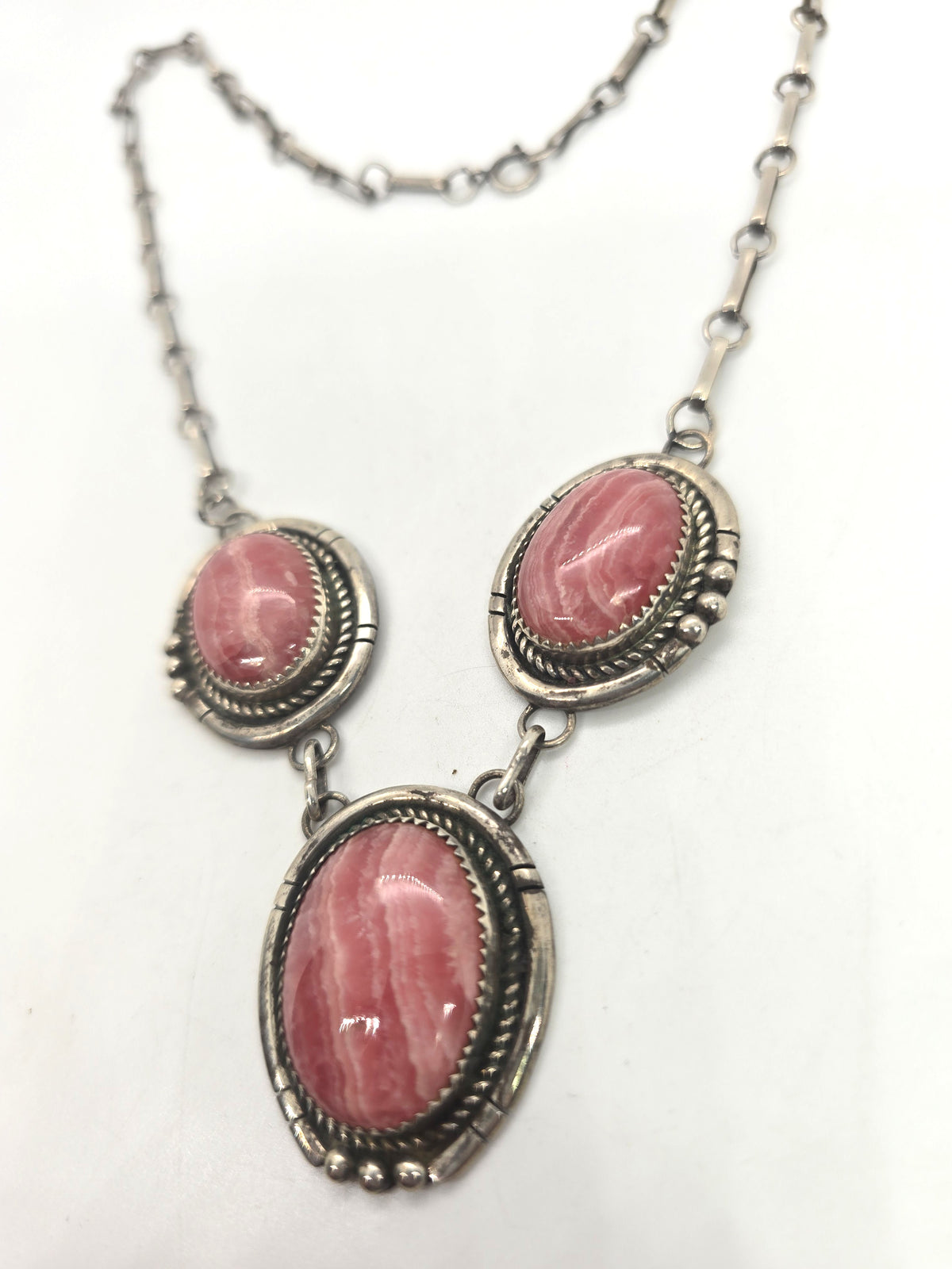 Roy Buck Navajo Rhodochrosite Native American large vintage necklace