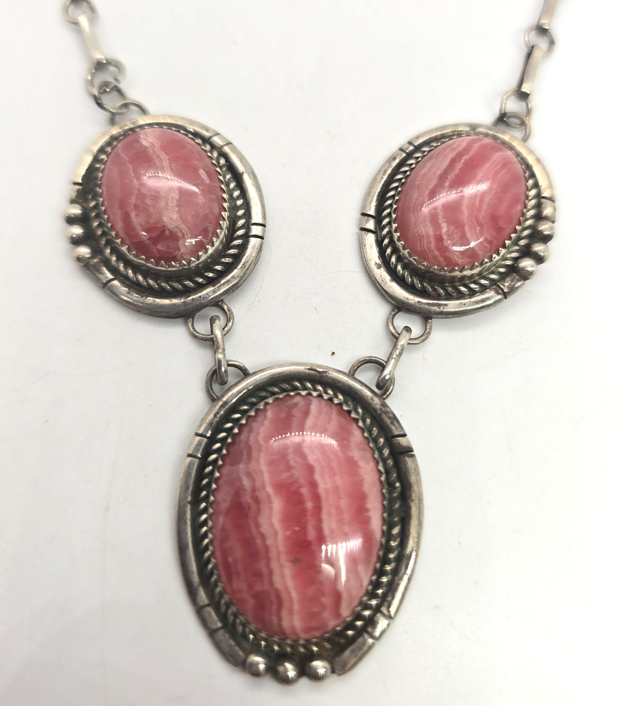 Roy Buck Navajo Rhodochrosite Native American large vintage necklace
