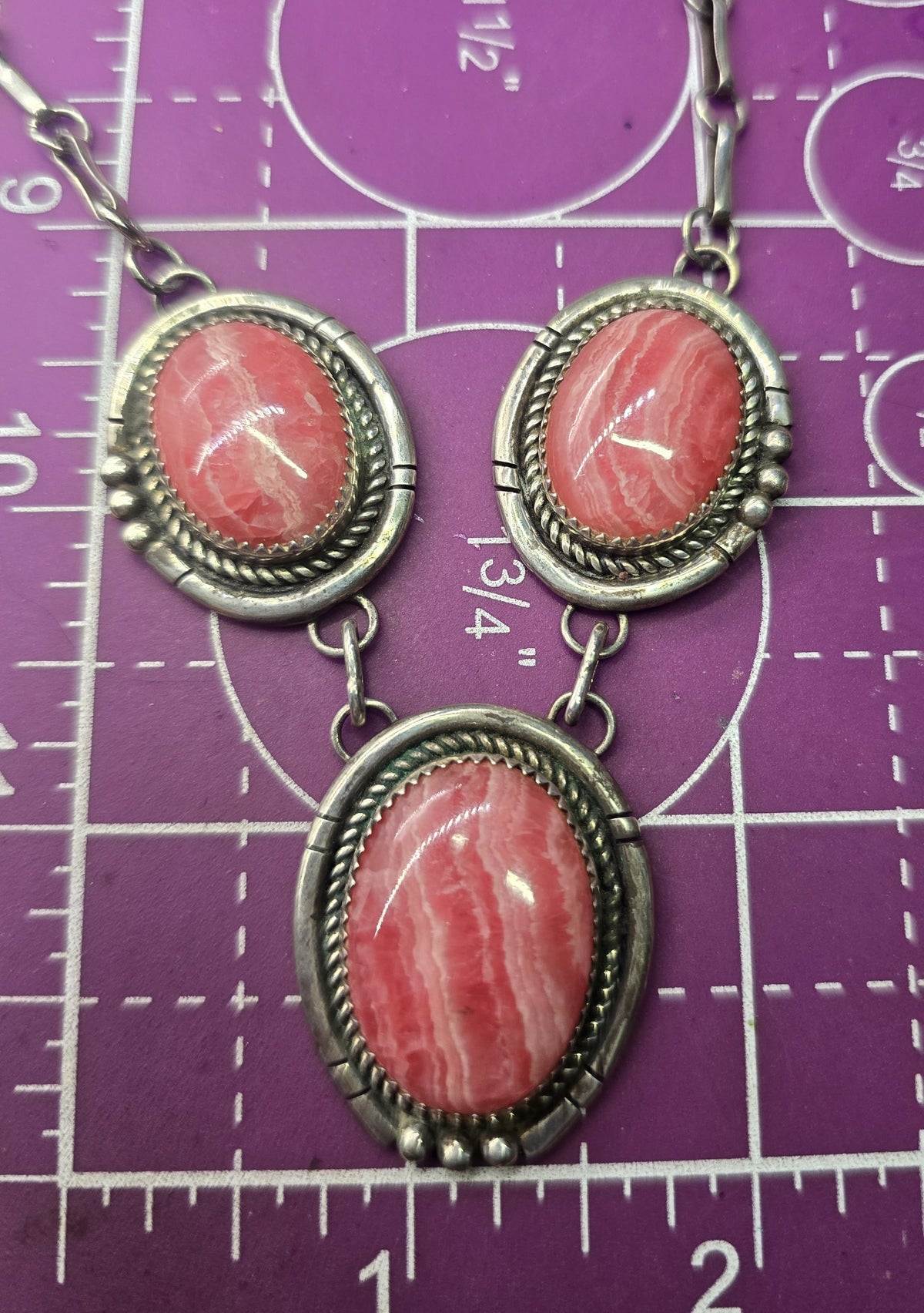 Roy Buck Navajo Rhodochrosite Native American large vintage necklace