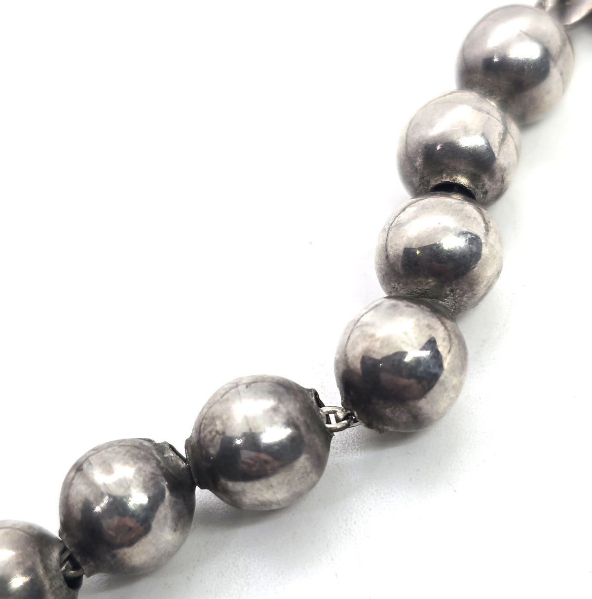Taxco Mexico bench bead silver pearl handcrafted sterling silver vintage necklace TA-25