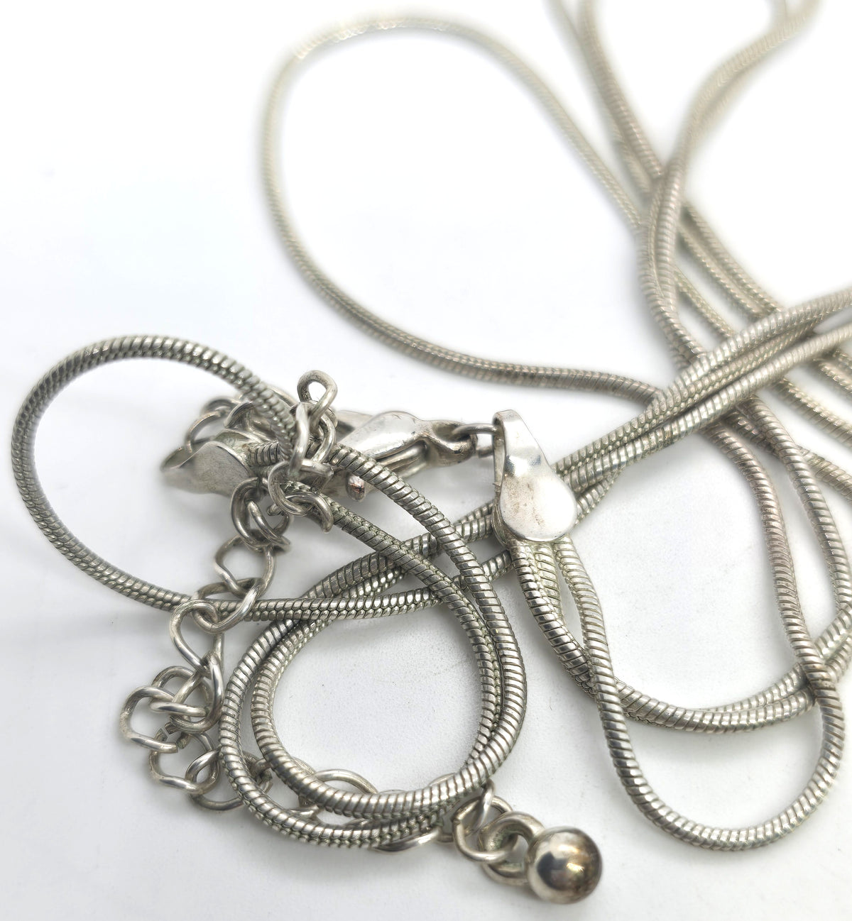 Silver plated triple strand beaded vintage modernist retro necklace