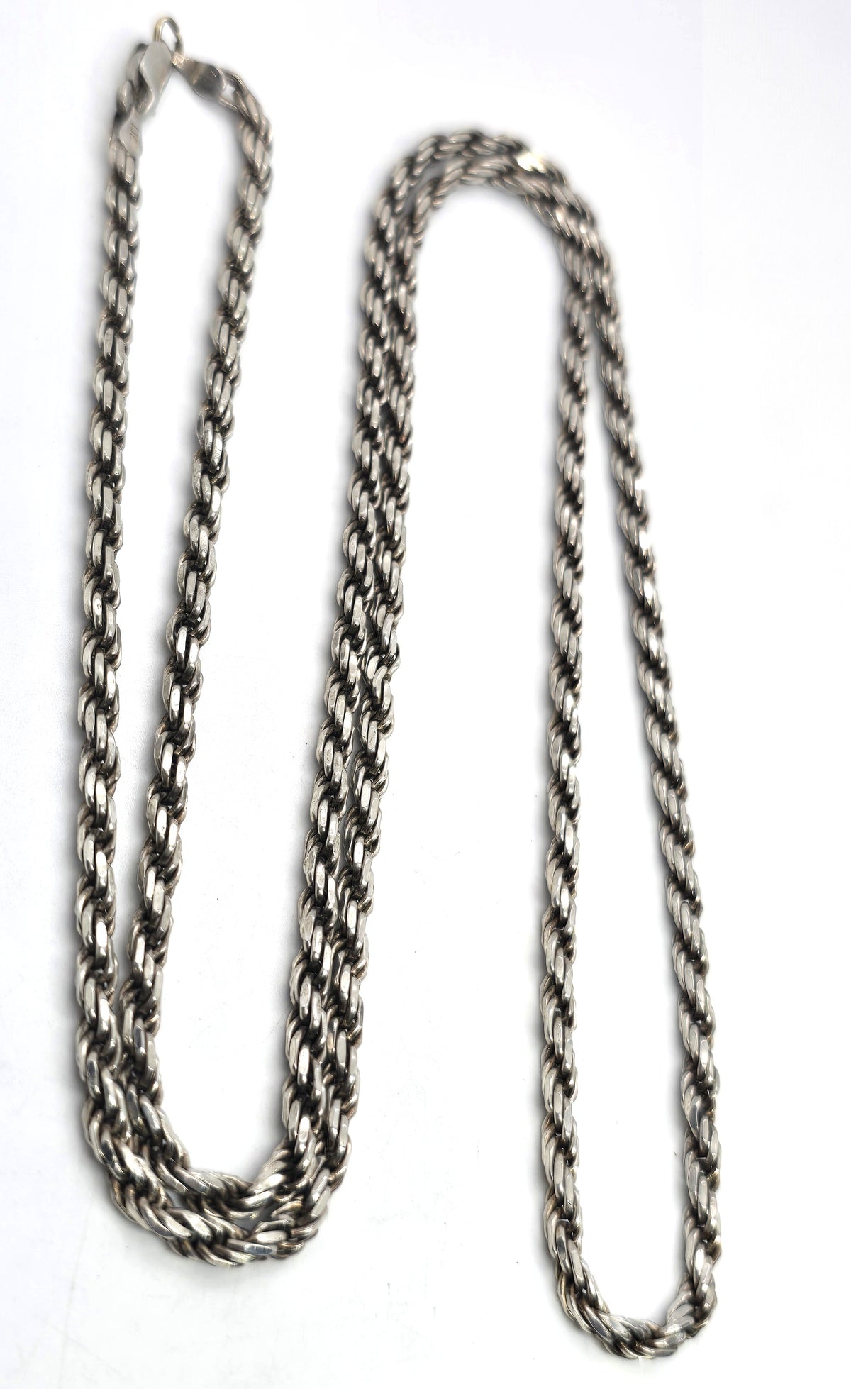 Twisted rope vintage long 32 inch heavy oxidized sterling silver chain 34 grams